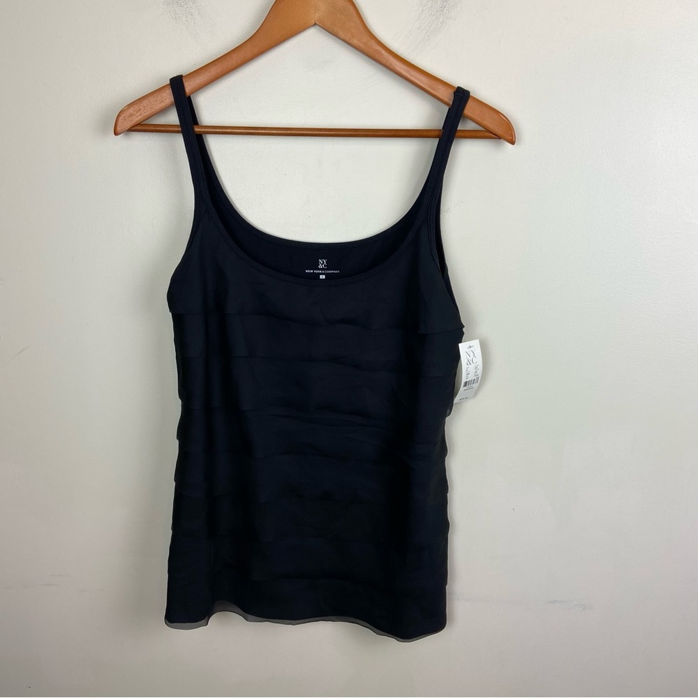 NWT New York & Company Black‎ Tiered Layering Tank Camisole Medium